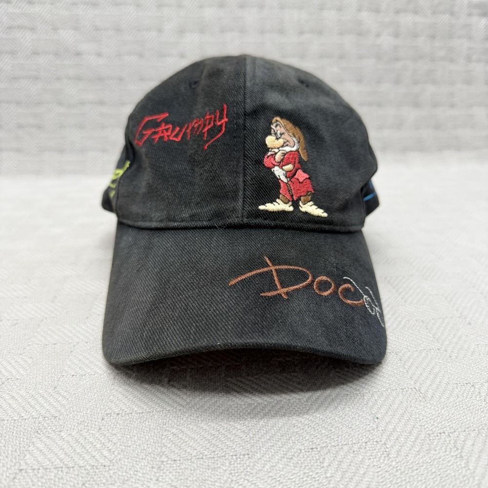Walt Disney World Hat Cap Strap Back Mens One Size Black Dwarfs Embroidered